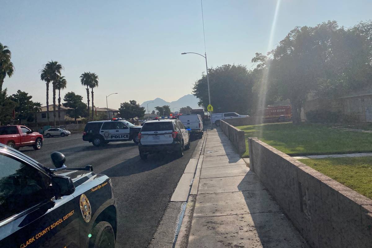Las Vegas police and firefighters were on the scene of a reported explosion at a residence on t ...