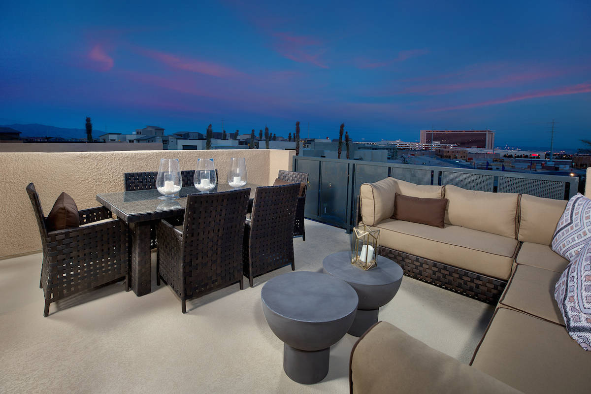 Taylor Morrison Affinity by Taylor Morrison in the village of Summerlin Centre features rooftop ...