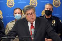 U.S. Attorney General William Barr speaks at a news conference, Thursday, Sept. 10, 2020, in Ph ...