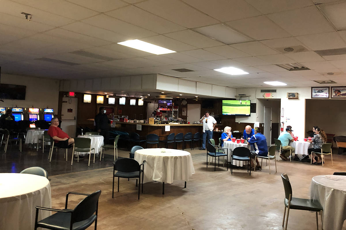 Canteen space of VFW Post 10047 in North Las Vegas, operating at half capacity, serving food an ...
