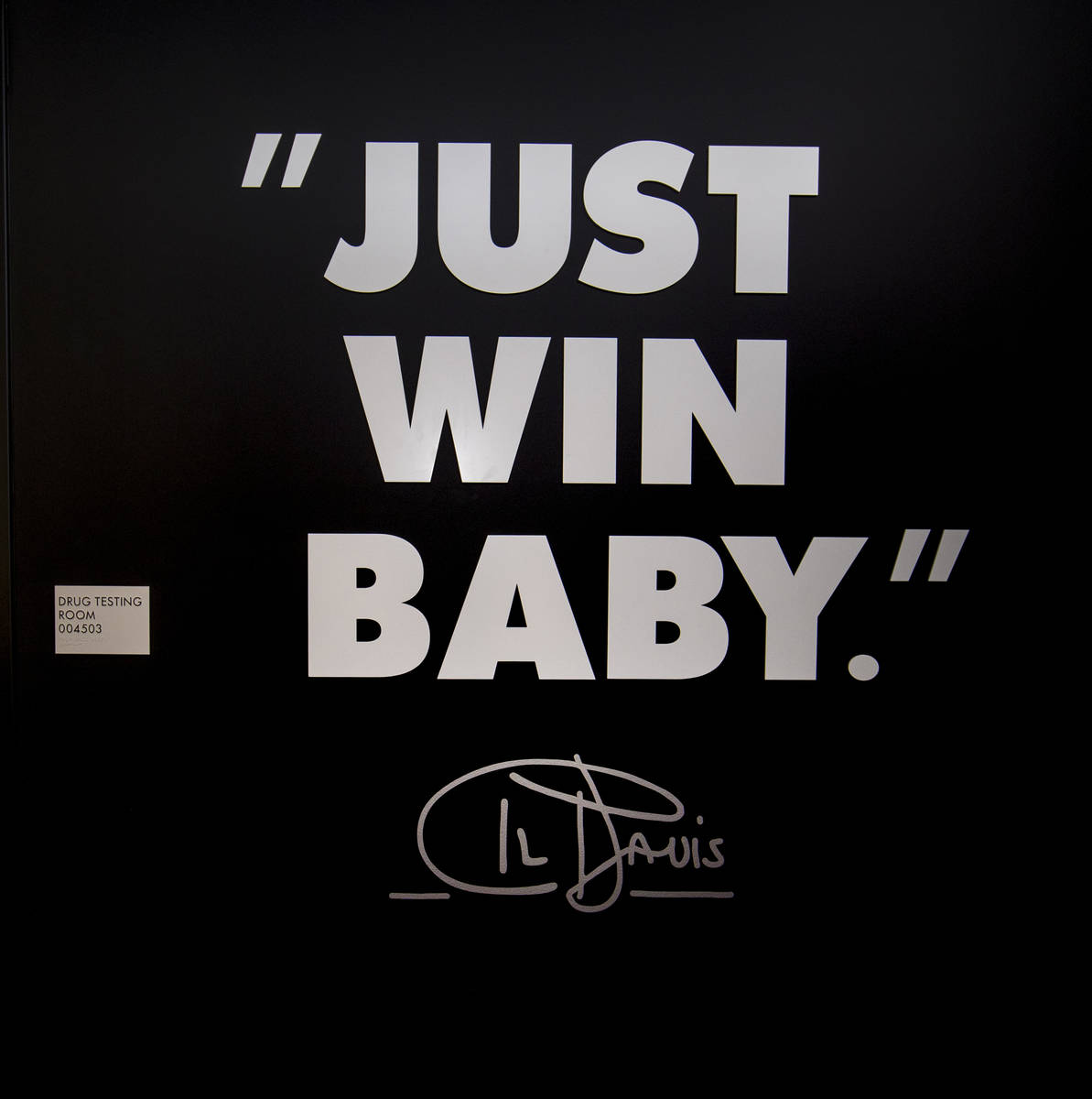 Las Vegas Raiders players will pass a quote by Al Davis in their locker at Allegiant Stadium st ...