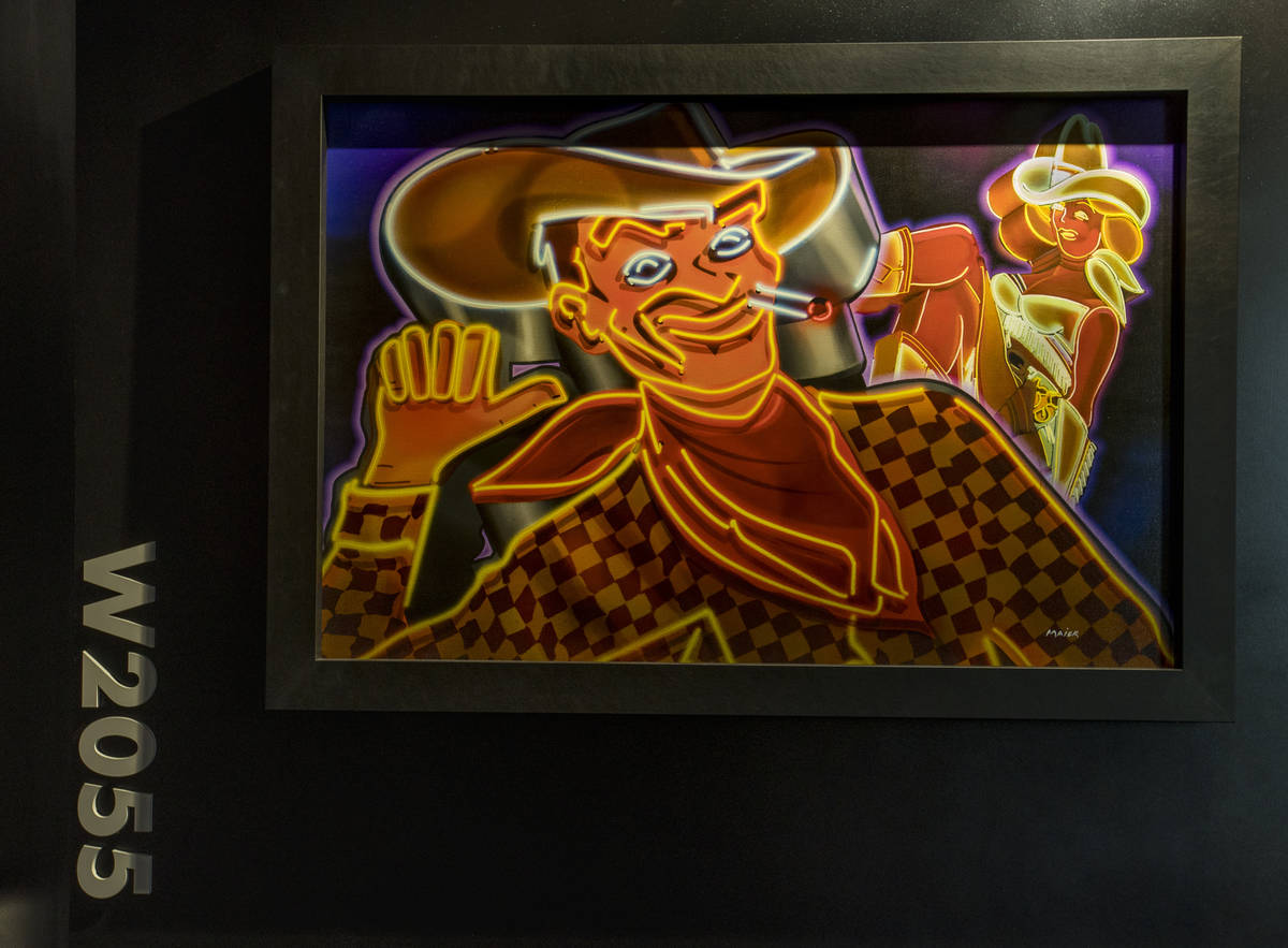 A suites level at Allegiant Stadium features many commissioned art works on Friday, Sept. 18, 2 ...