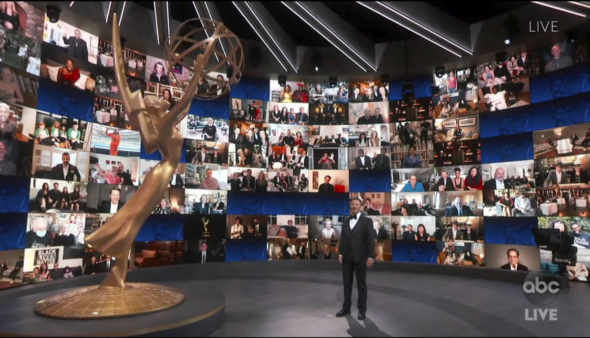 In this video grab captured on Sept. 20, 2020, courtesy of the Academy of Television Arts & ...