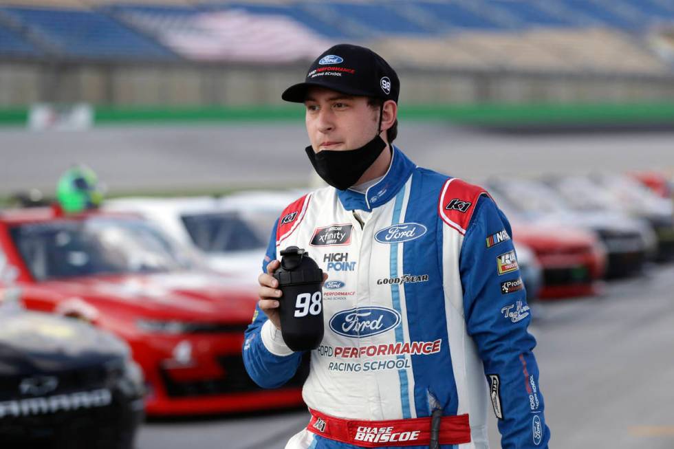 FILE - In this Thursday, July 9, 2020, file photo, Chase Briscoe walks the infield before a NAS ...