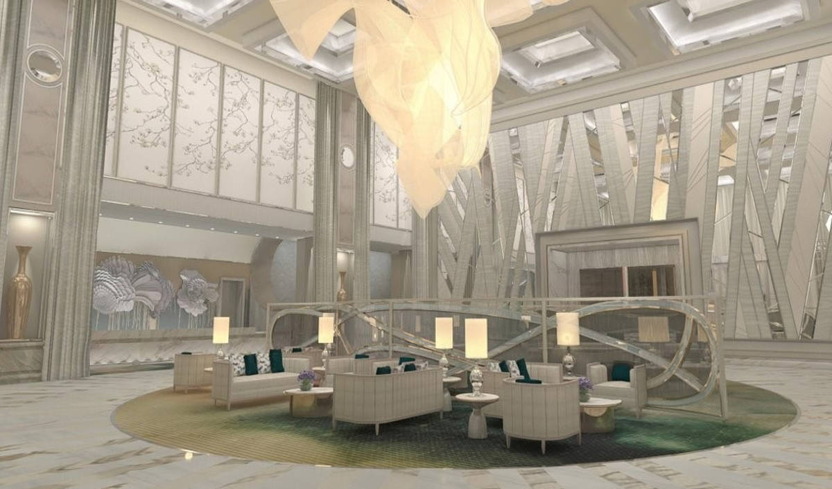 A rendering of a Crockfords Las Vegas suite inside Resorts World Las Vegas. (Resorts World)