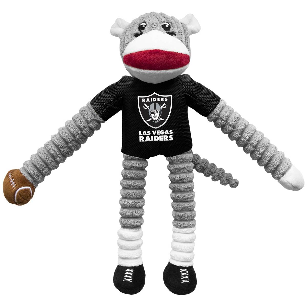 The Little Earth Las Vegas Raiders Sock Monkey pet toy is plush and cuddly — perfect for sink ...