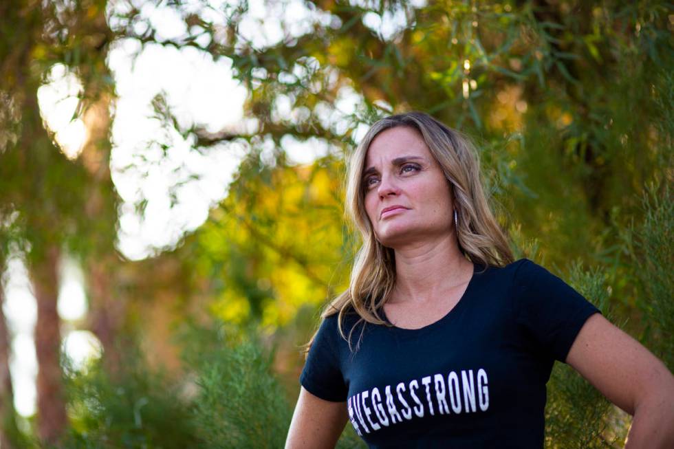 Oct. 1 survivor Christina Gruber poses for a portrait at her home in Las Vegas on Thursday, Sep ...