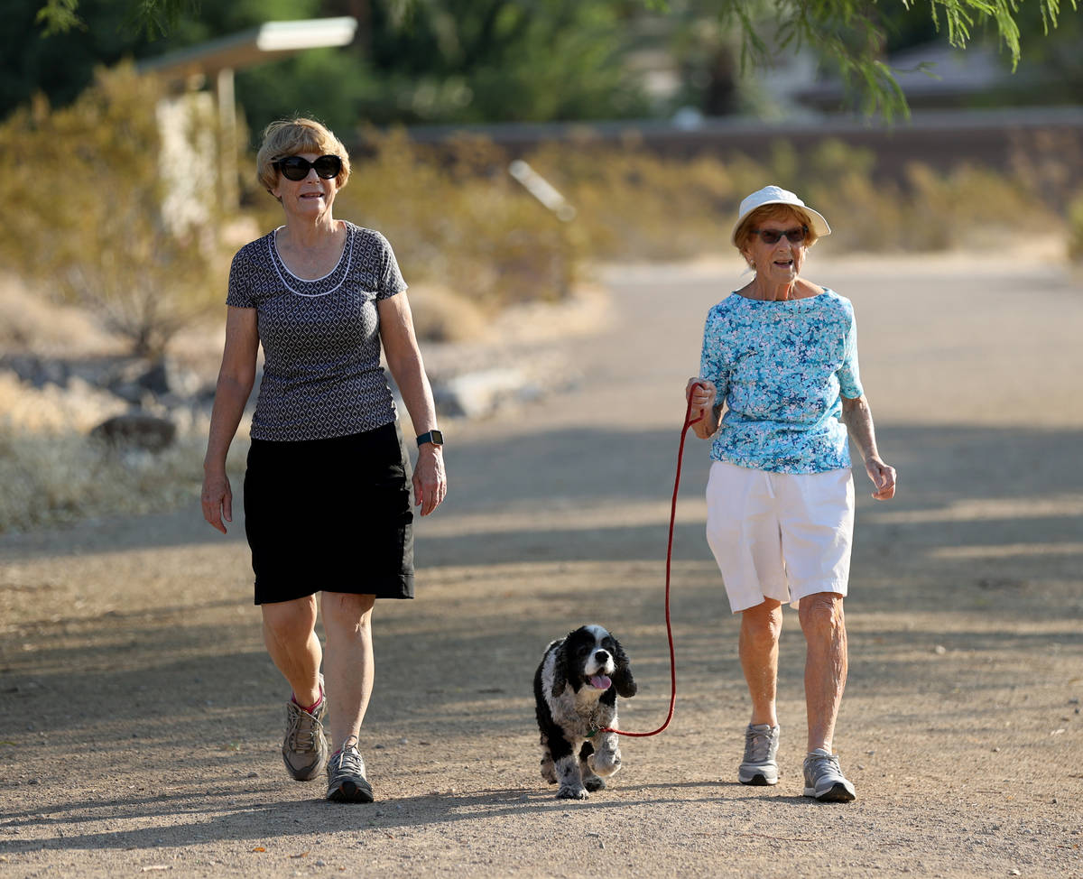 Katie Craven, left, 67, and her mother, Ruth Sidorowicz, 91, walk Sidorowicz's cocker spaniel G ...