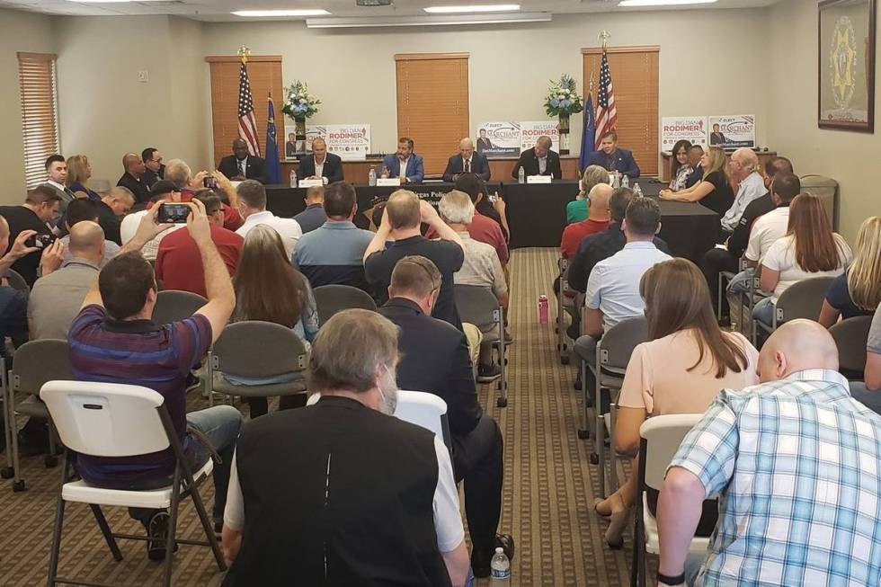 Sen. Ted Cruz, R-Texas, center, campaigns in Las Vegas on Saturday with Republican congressiona ...