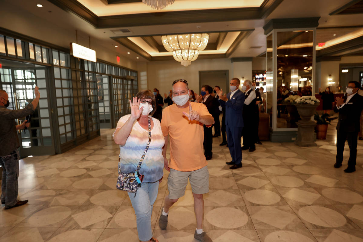 Matt and Donna Daniels of Midlothian, Ill. are among the first customers through the doors as P ...