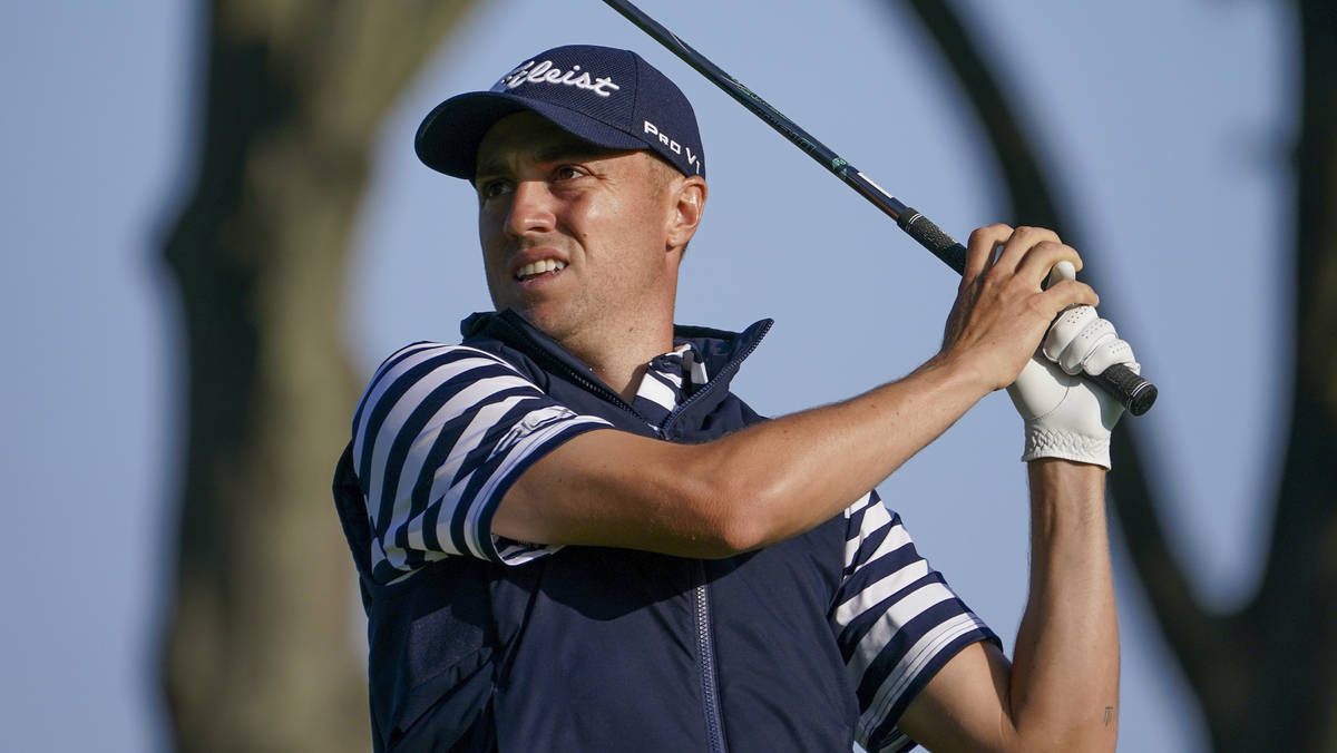 Justin Thomas, of the United States, during the second round of the US Open Golf Championship, ...