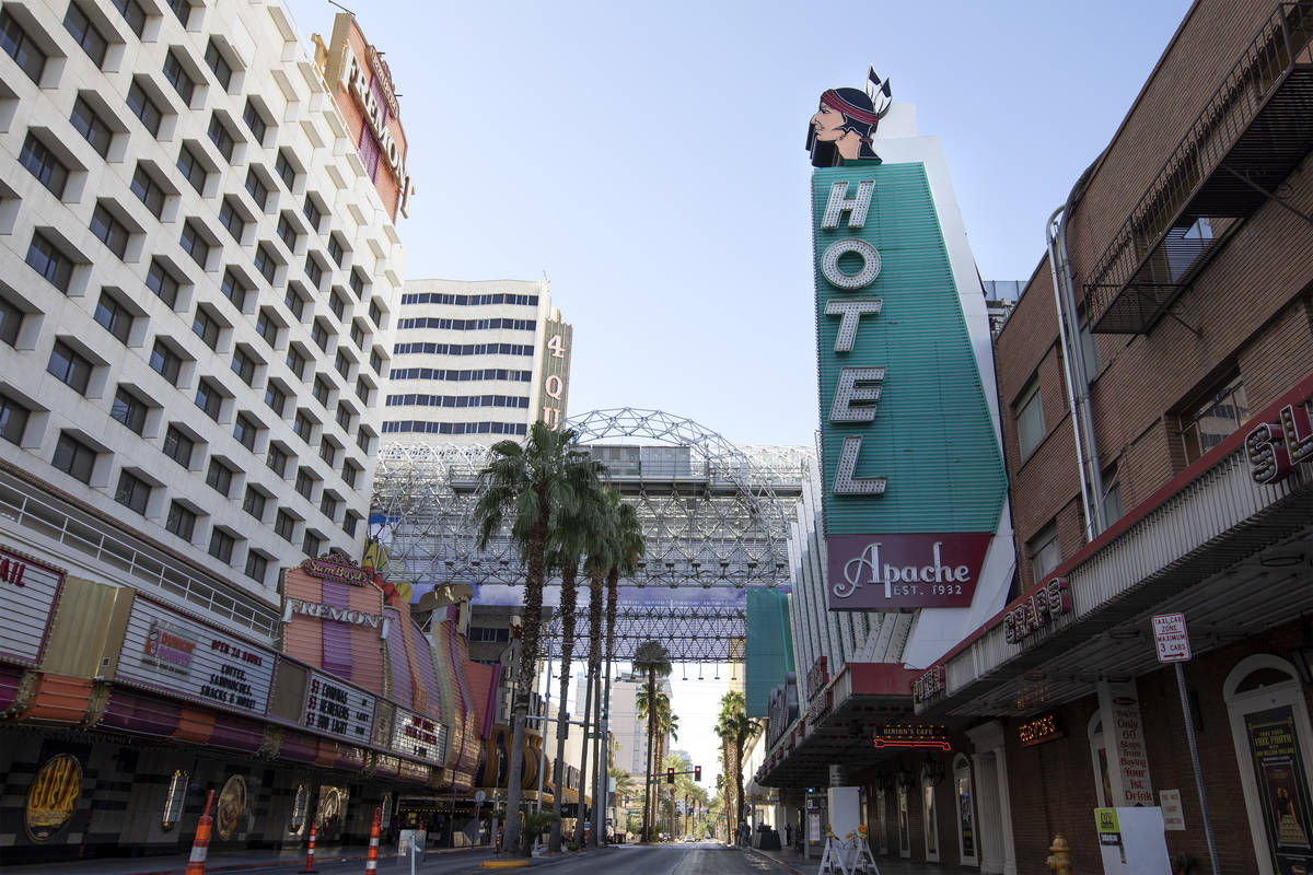 Hotel Apache in downtown Las Vegas on Tuesday, Sept. 29, 2020. (Ellen Schmidt/Las Vegas Review- ...
