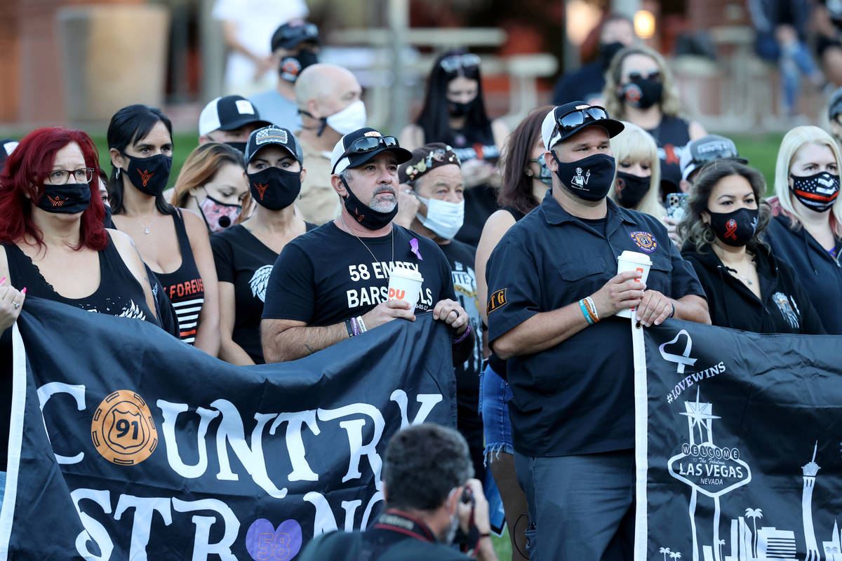 Survivors of the Route 91 Harvest festival shooting during the 1 October Sunrise Remembrance ce ...