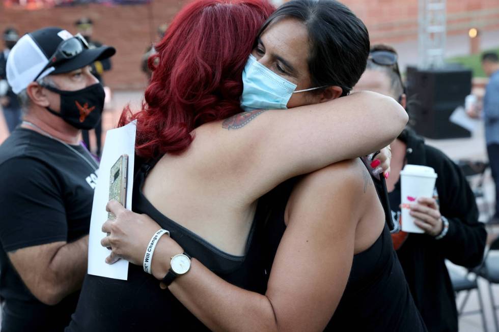 Route 91 Harvest festival shooting survivors Alicia Soto of Minneapolis, Minn., right, and Mari ...