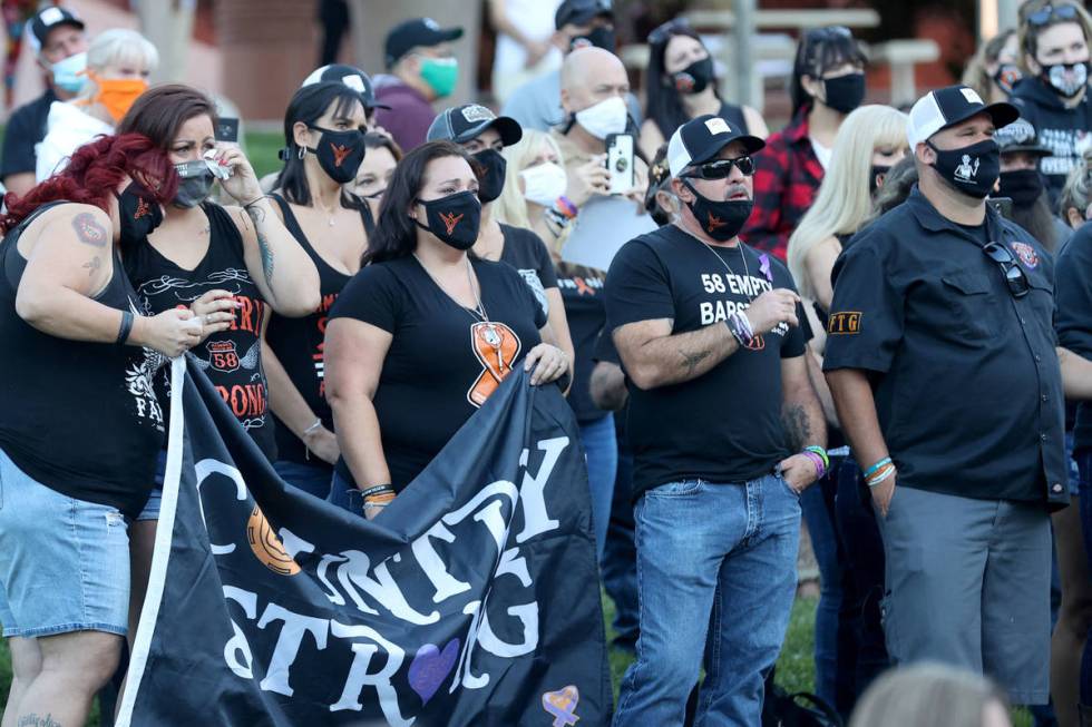 Survivors of the Route 91 Harvest festival shooting during the 1 October Sunrise Remembrance ce ...