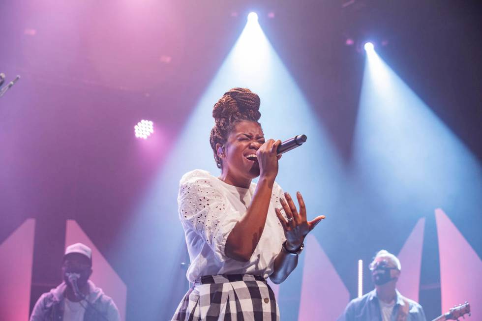 Vocal director Rogierre Armstrong practices with Canyon Ridge Christian Church's worship team o ...