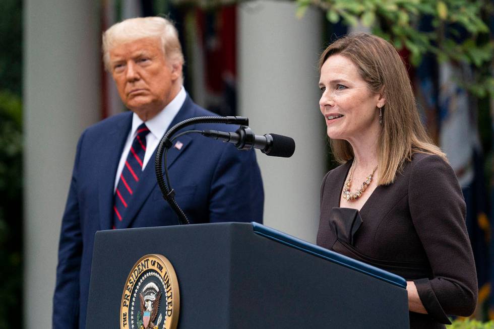 Judge Amy Coney Barrett speaks after President Donald Trump announced Barrett as his nominee to ...