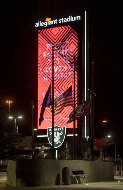 Flags are at half mast as the Raiders pay tribute to the Las Vegas shooting victims at Allegian ...