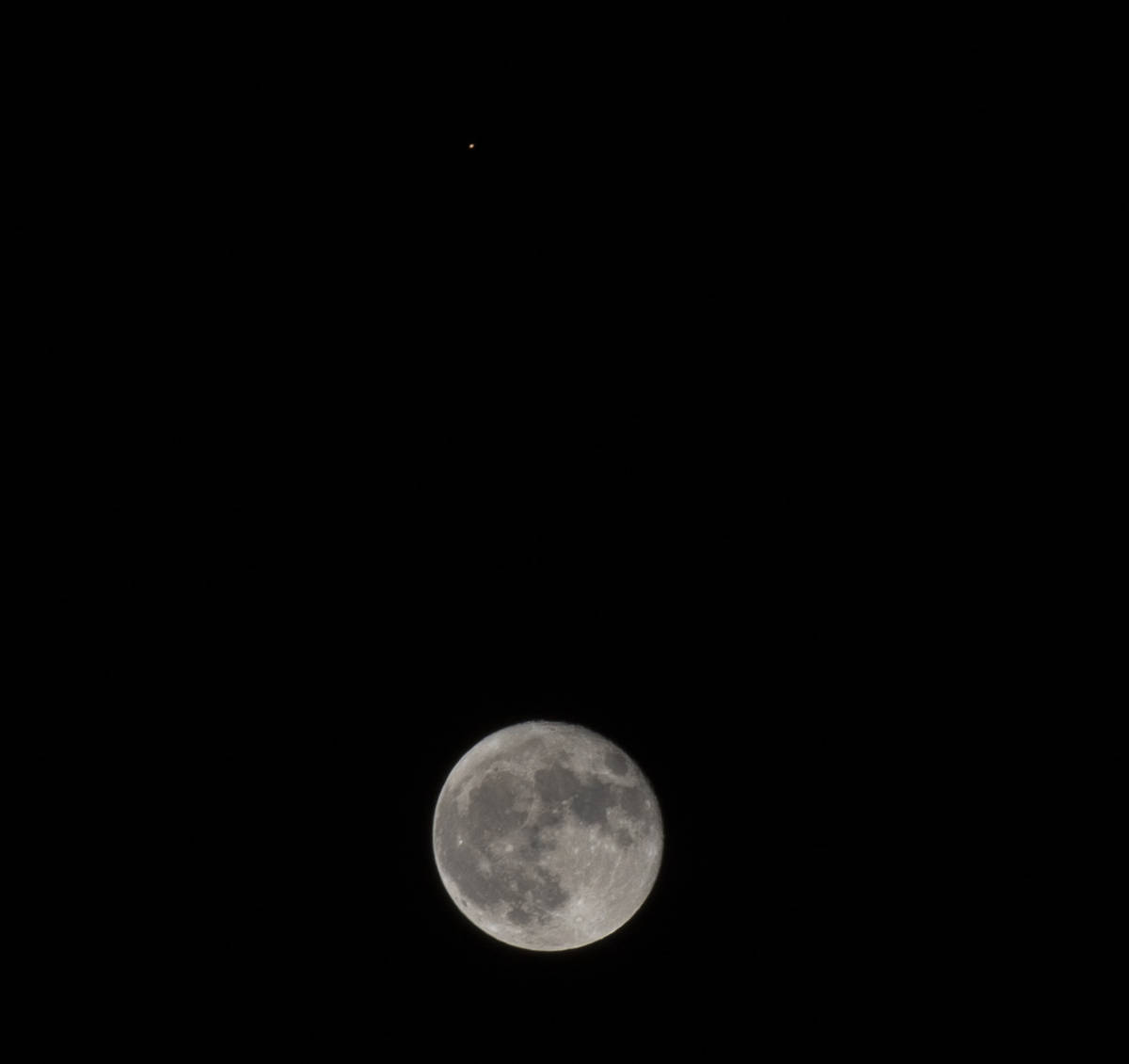 A small glimpse of a Mars-Moon conjunction seen over the Las Vegas Valley on Friday, Oct. 2, 20 ...