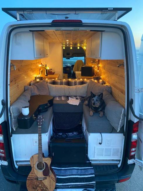 A look at the interior of Las Vegas musician Michael Johnson's 2014 Mercedes-Benz Sprinter van, ...