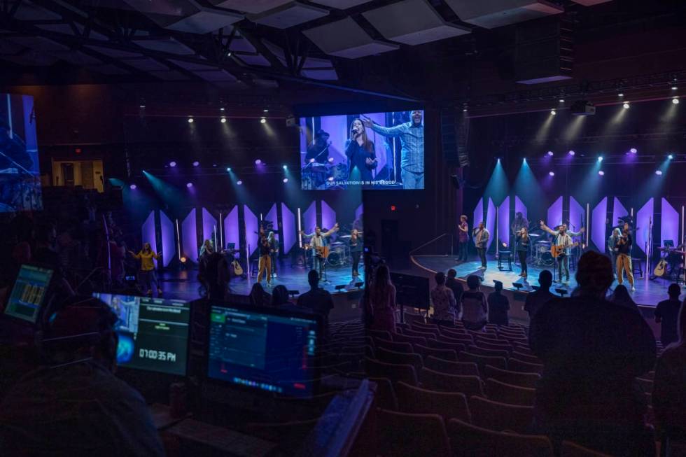Canyon Ridge Christian Church attendees meet for their first in-person service since mid-March, ...