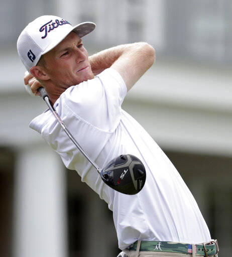 FILE- In this June 15, 2018, file photo, Will Zalatoris plays his shot from the 14th tee during ...