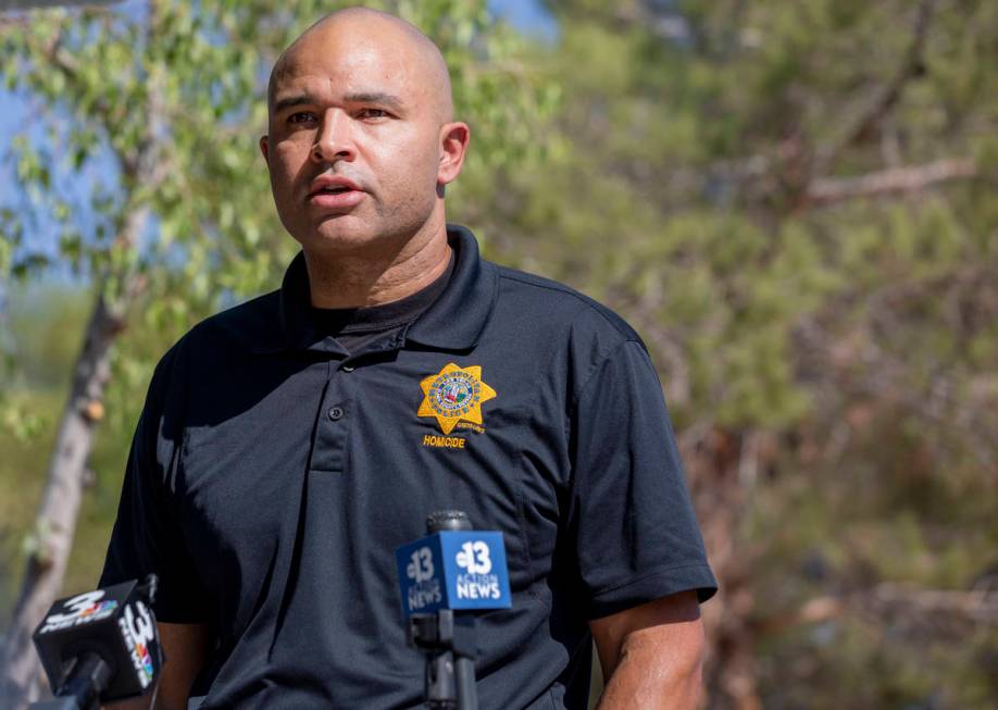 Metropolitan Police Department Lt. Ray Spencer gives a media briefing regarding a homicide inve ...