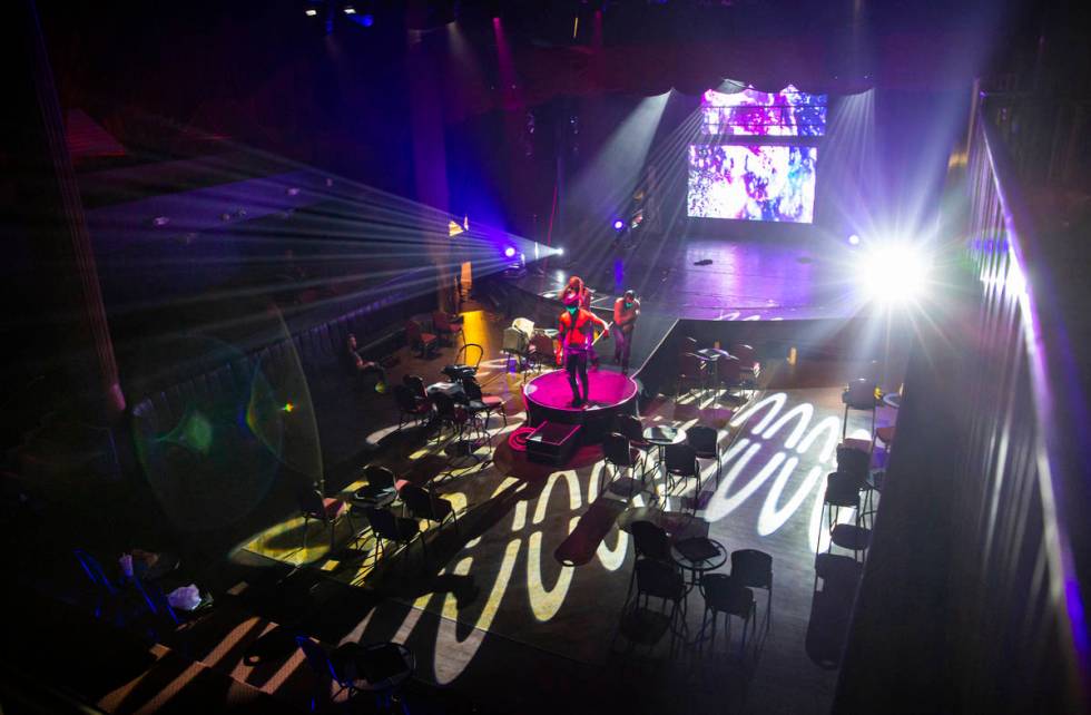 Aussie Heat performers dance on the stage during a dress rehearsal at the Mosaic Theater on the ...