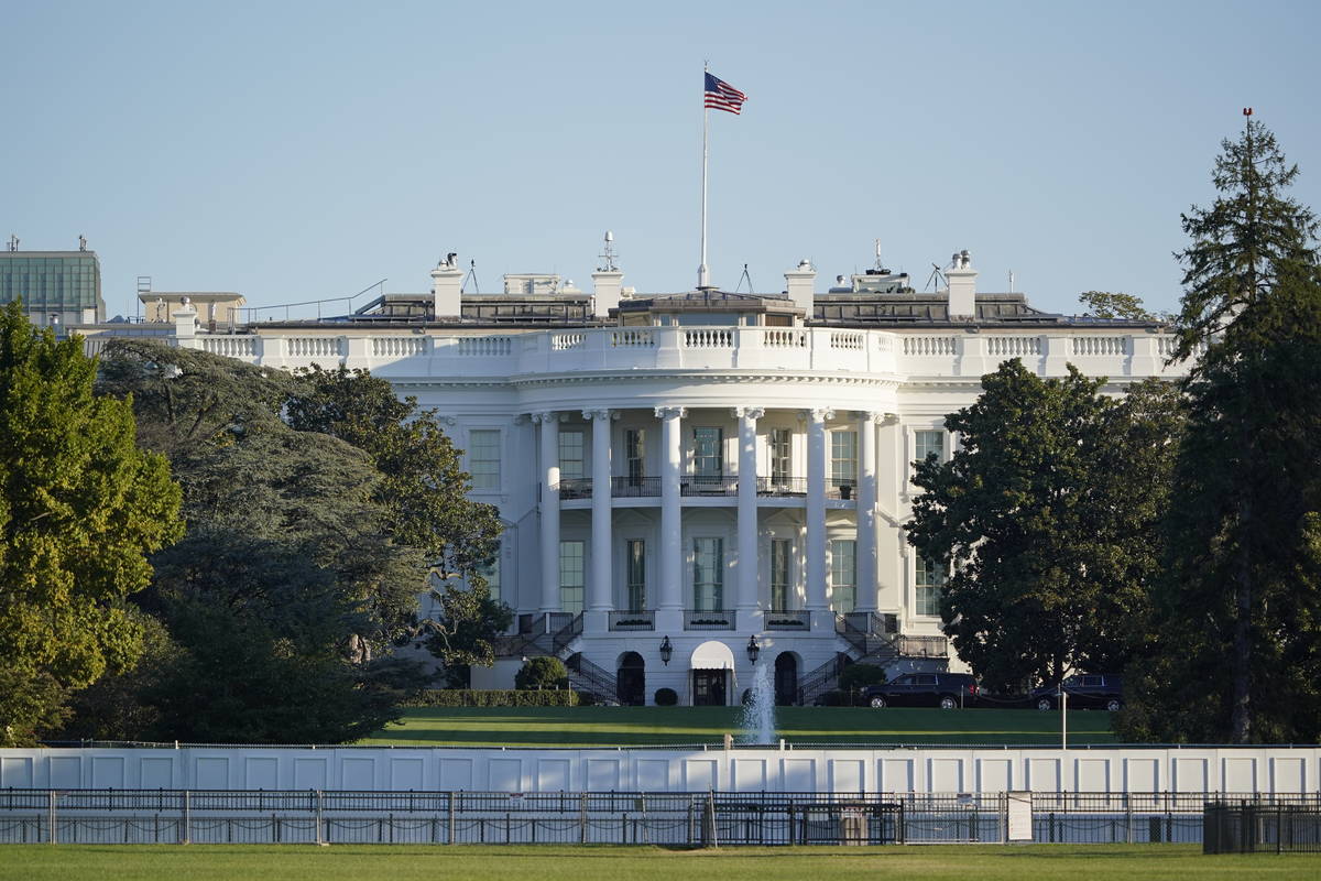 The White House is seen in Washington, early Saturday, Oct. 3, 2020, the morning after Presiden ...