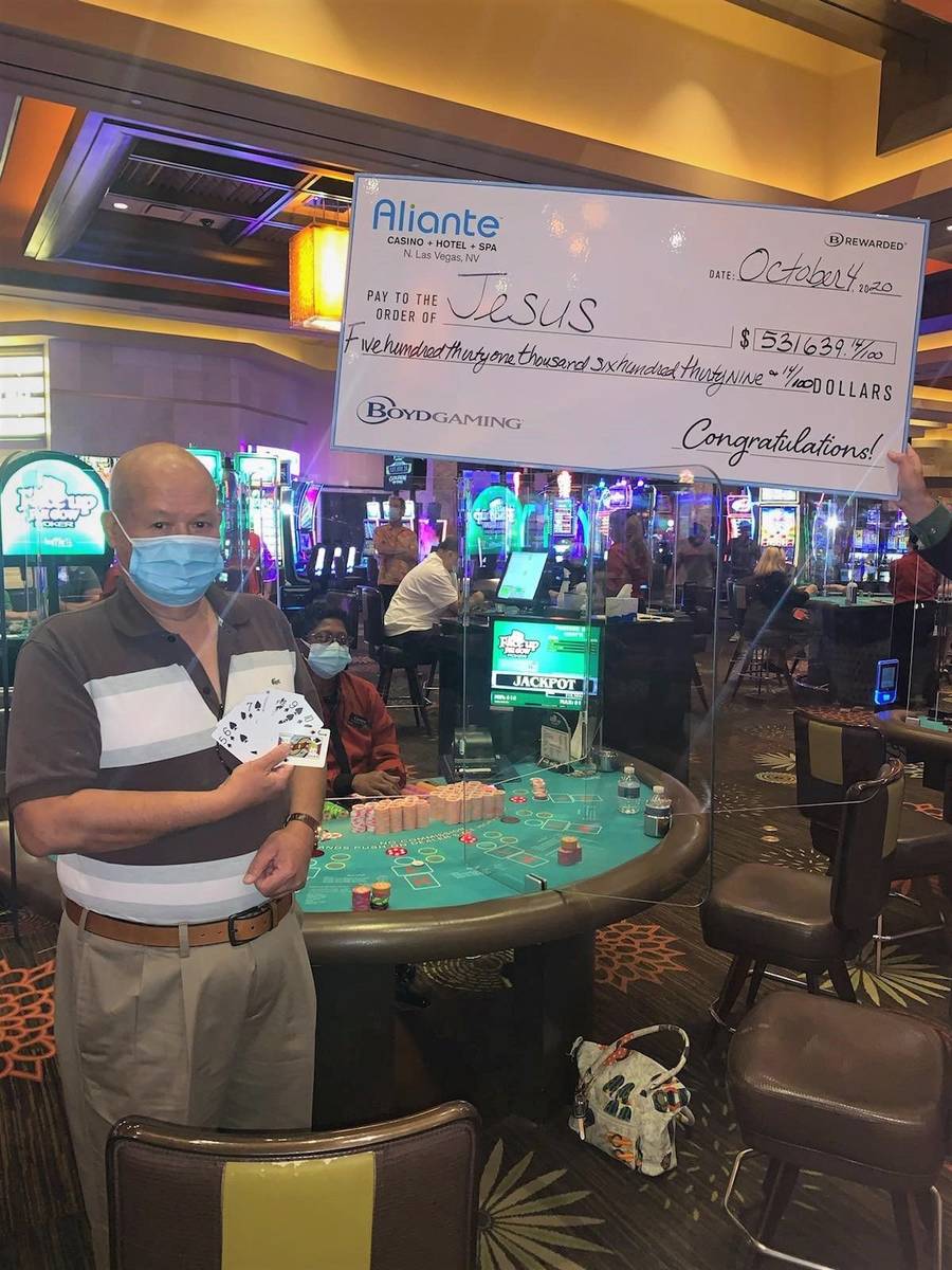 Jesus was playing Face Up Pai Gow Poker at around noon Sunday, Oct. 4, 2020, when he hit a seve ...