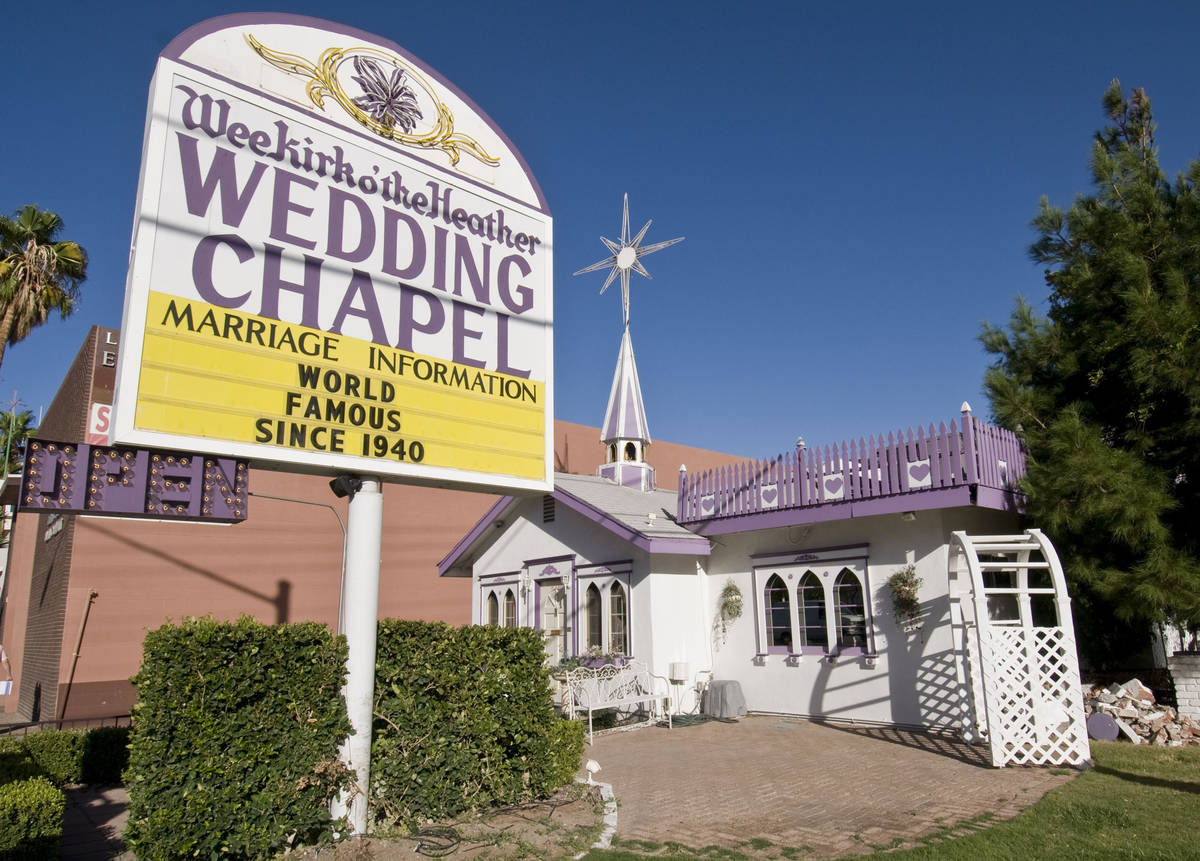 The Wee Kirk O' the Heather Wedding Chapel on Las Vegas Boulevard is shown on Monday, Oct. 19, ...