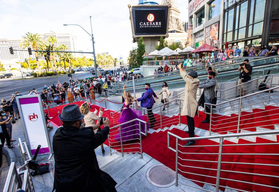 Dancers perform to mark the reopening of the Planet Hollywood Resort in Las Vegas on Thursday, ...