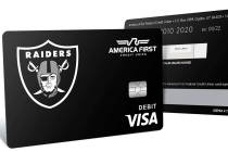 America First Credit Union unveiled its Raiders-themed debit card Tuesday, Oct. 6, 2020. (Ameri ...