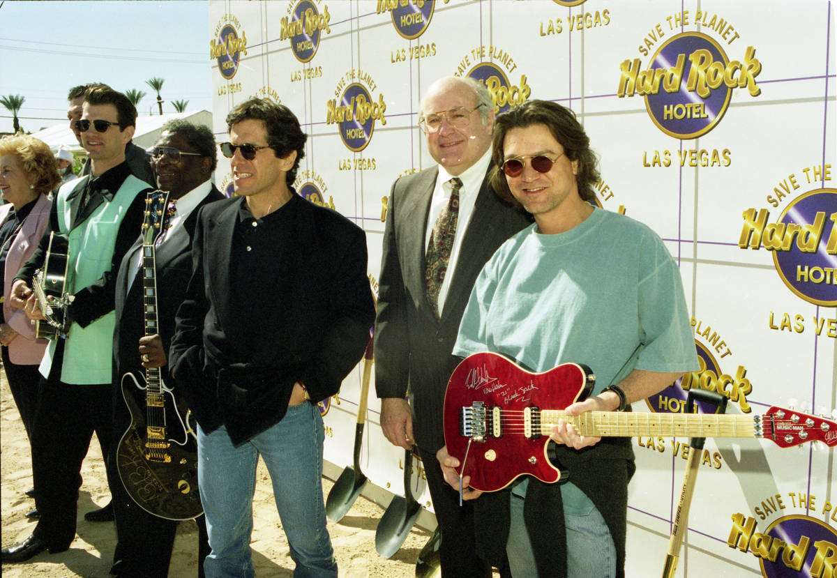 Eddie Van Halen, far right, attends a groundbreaking ceremony for the Hard Rock Hotel & Casino ...
