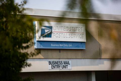A sign outside of the U.S. Postal Service center at 1001 E. Sunset Road in Las Vegas on Thursda ...