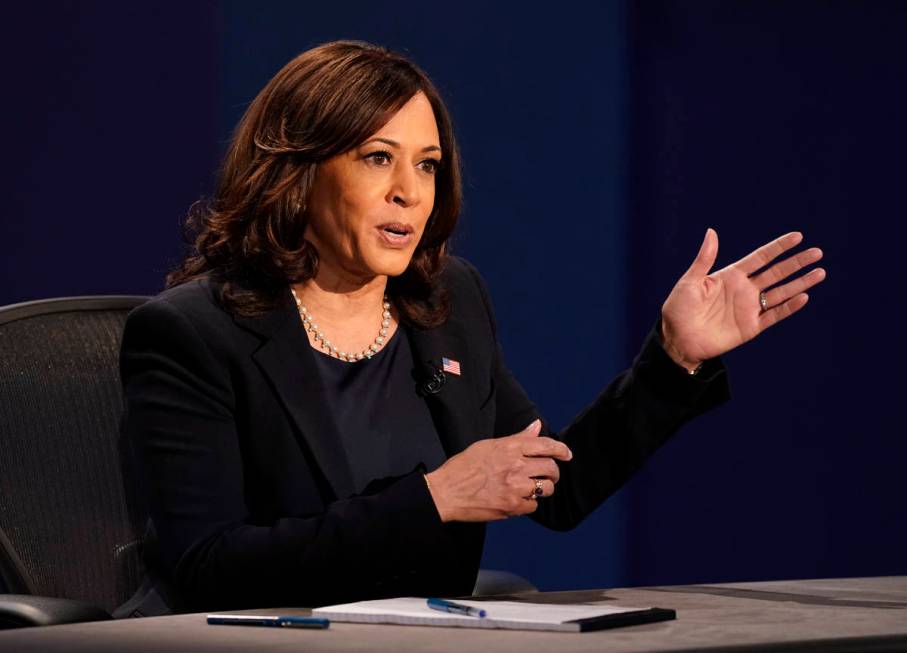 Democratic vice presidential candidate Sen. Kamala Harris, D-Calif., makes a point during the v ...