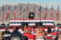 Vice President Mike Pence speaks during Make America Great Again event at Boulder City Airport, ...