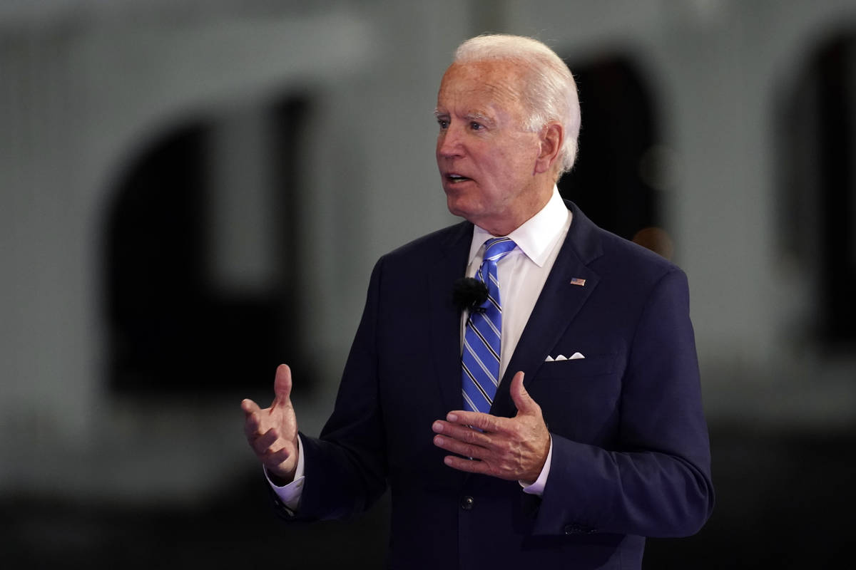 Democratic presidential candidate former Vice President Joe Biden speaks at a NBC Town Hall at ...
