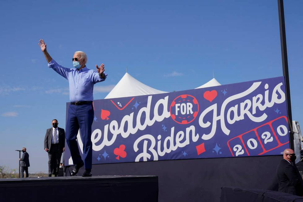 Democratic presidential candidate former Vice President Joe Biden arrives to speak at a Las Veg ...