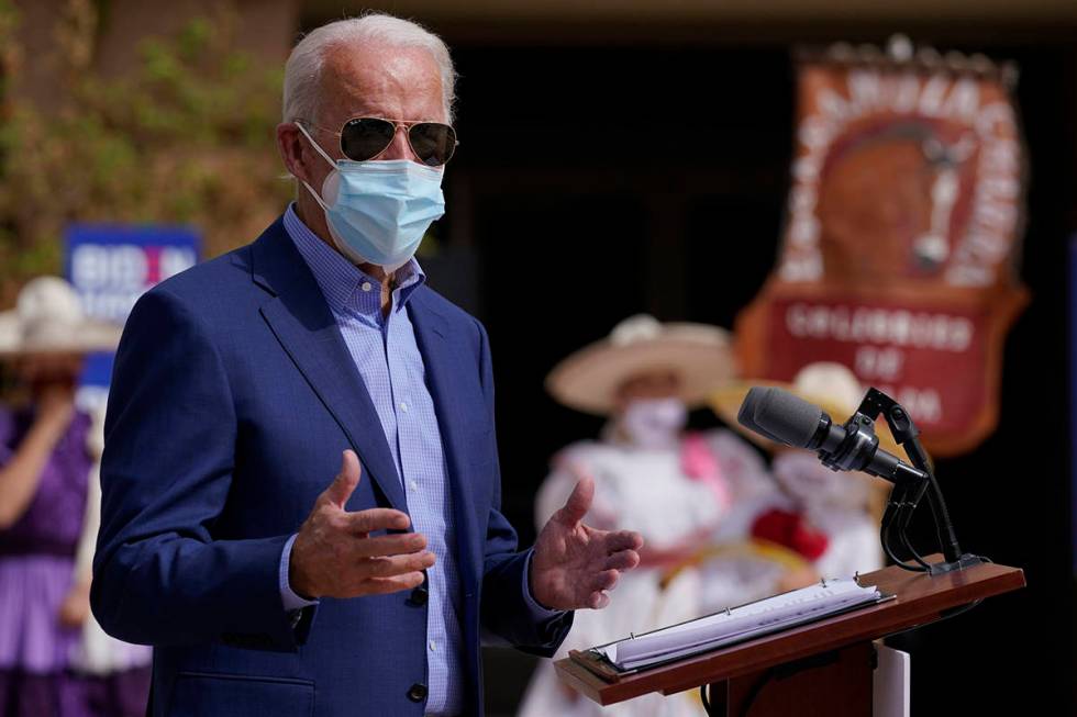 Democratic presidential candidate former Vice President Joe Biden speaks as he visits East Las ...