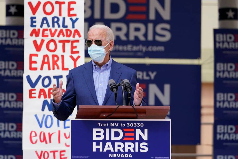 Democratic presidential candidate former Vice President Joe Biden speaks as he visits East Las ...