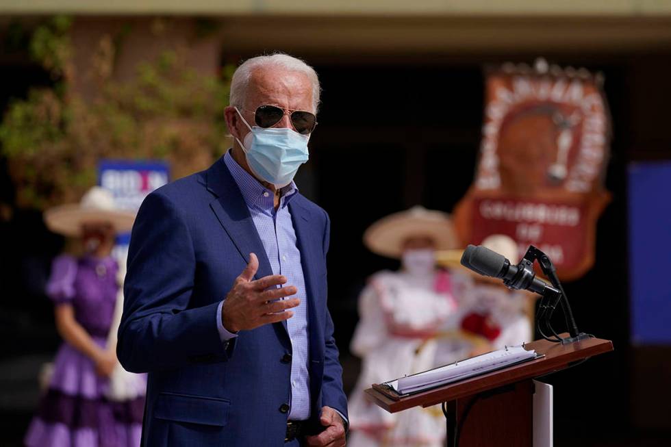 Democratic presidential candidate former Vice President Joe Biden speaks as he visits East Las ...