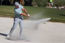 Bryson DeChambeau hits the ball from the bunker at the seventh hole during round three of the 2 ...
