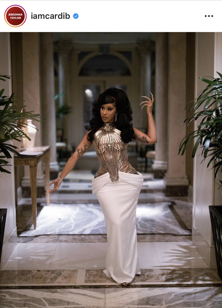 Cardi B. is shown in a social-media post on her 28th birthday Saturday, Oct. 10, 2020, when she ...