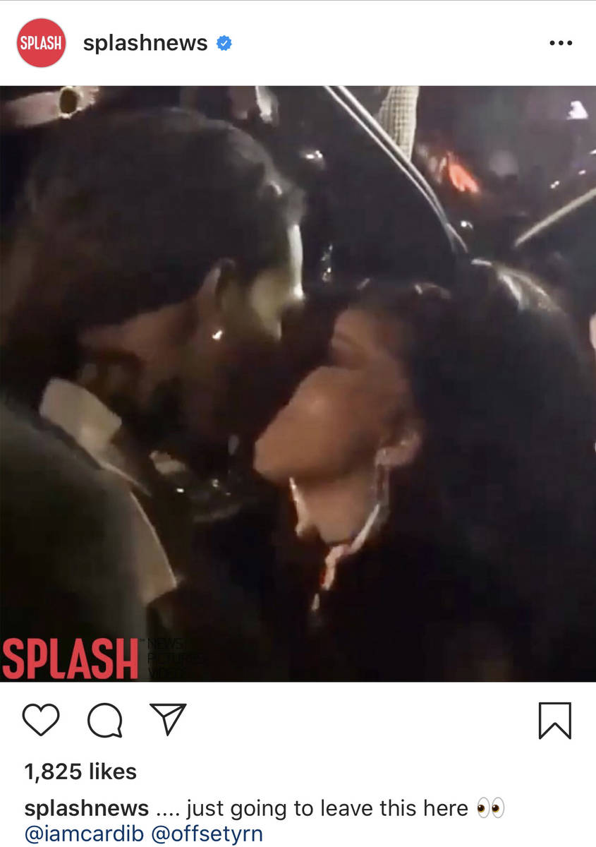 Cardi B and Offset are shown at Cardi's 28th birthday party at Area15 on Saturday, Oct. 10, 202 ...