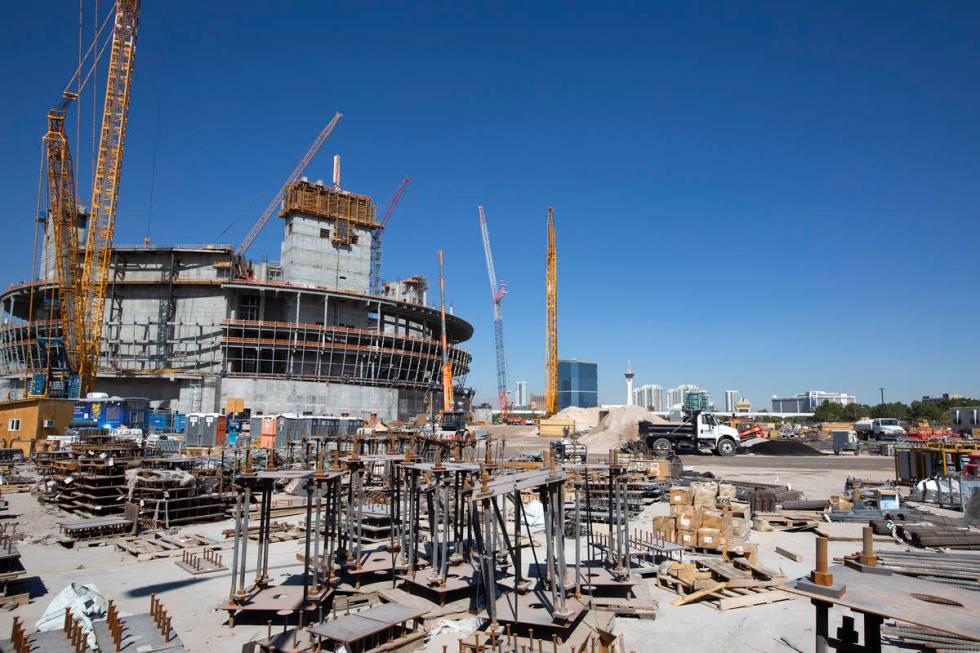 MSG Sphere Las Vegas is under construction on Wednesday, Oct. 14, 2020, in Las Vegas. (Ellen Sc ...