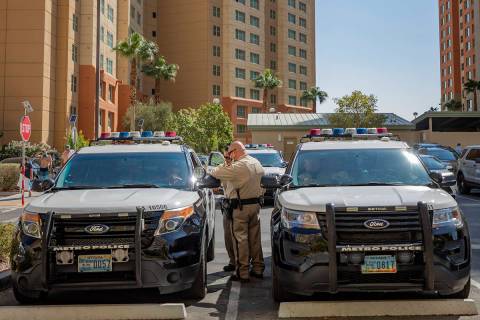Metropolitan Police Department conducts a homicide investigation in the south central Las Vegas ...