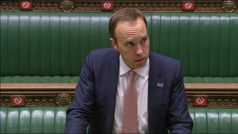 In this image from video, Britain's Health Secretary Matt Hancock delivers a statement on COVID ...