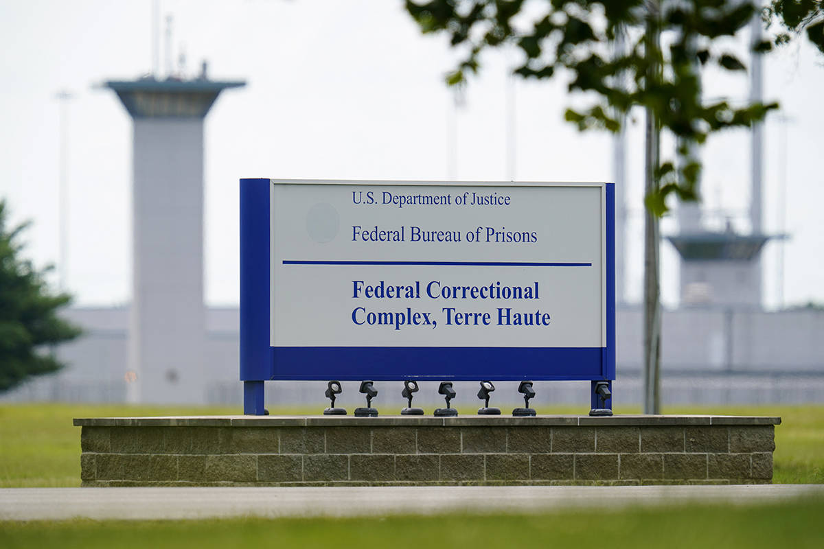 In this Aug. 28, 2020, file photo shows the federal prison complex in Terre Haute, Ind. (AP Ph ...