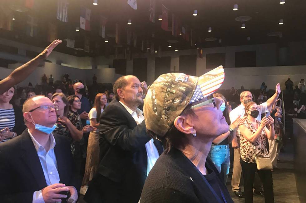 People attend service Sunday, Oct. 18, 2020, at the International Church of Las Vegas. (Alex Ch ...